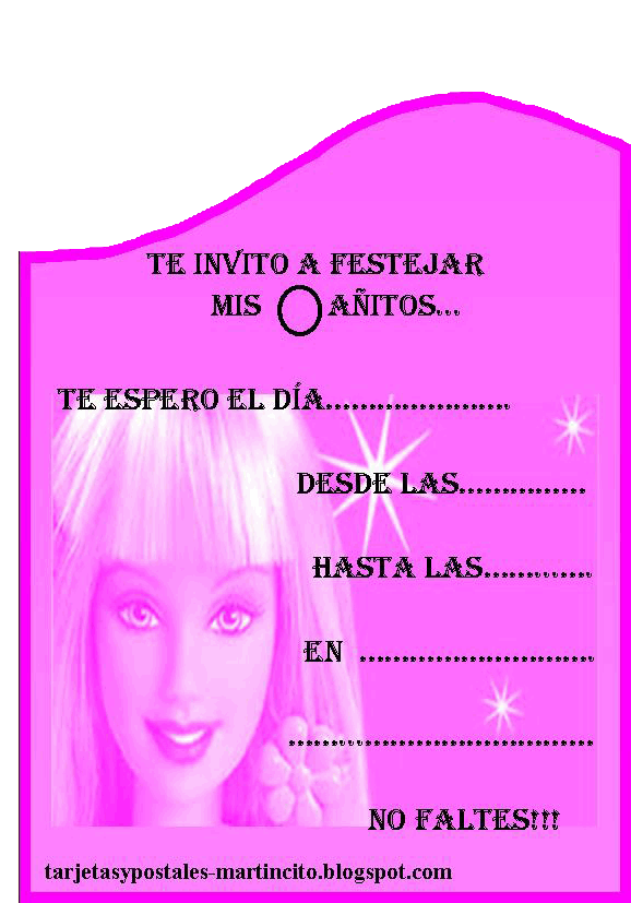 Mi mundo Barbie: invitaciones para imprimir