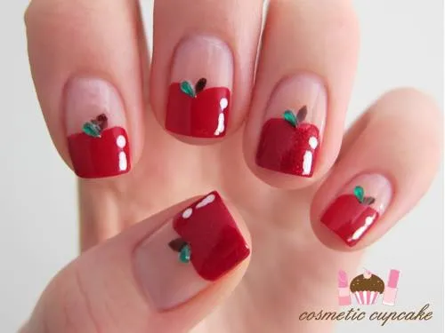 Mi Mundo Español Por Rita Condor: Uñas decoradas manzana Mi Mundo Español Por Rita Condor: Uñas decoradas manzana
