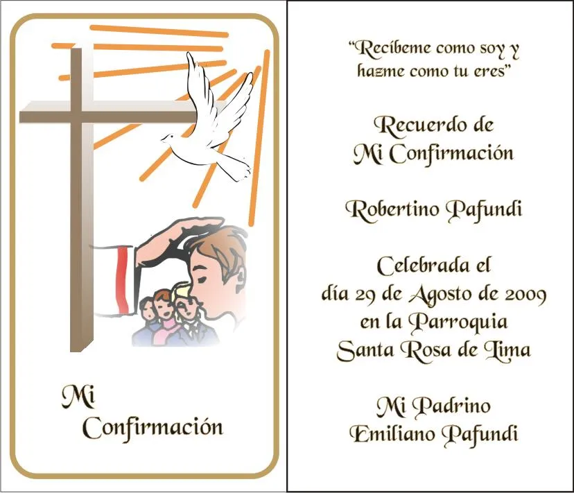 Imagenes de tarjetas para confirmacion - Imagui