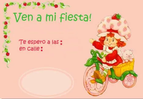 MUNDO DE INVITACIONES*: invitacion rosita fresita en bici MUNDO DE INVITACIONES*: invitacion rosita fresita en bici