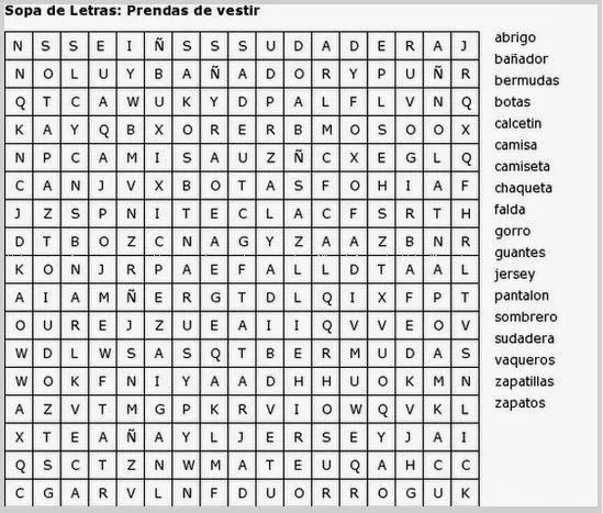 Sopas de letras para resolver - Imagui