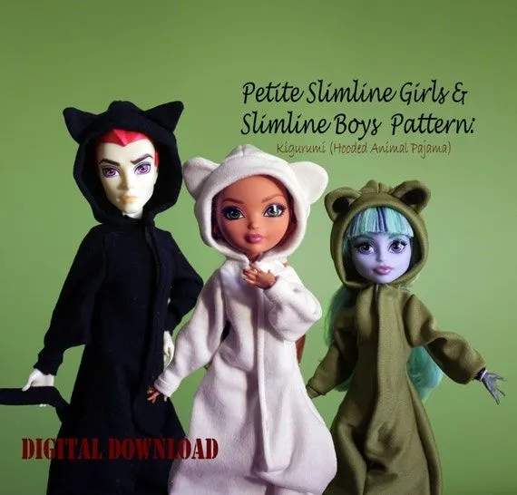 Muñeca Kigurumi Animal pijamas ropa patrón Petite por DGRequiem Muñeca Kigurumi Animal pijamas ropa patrón Petite por DGRequiem