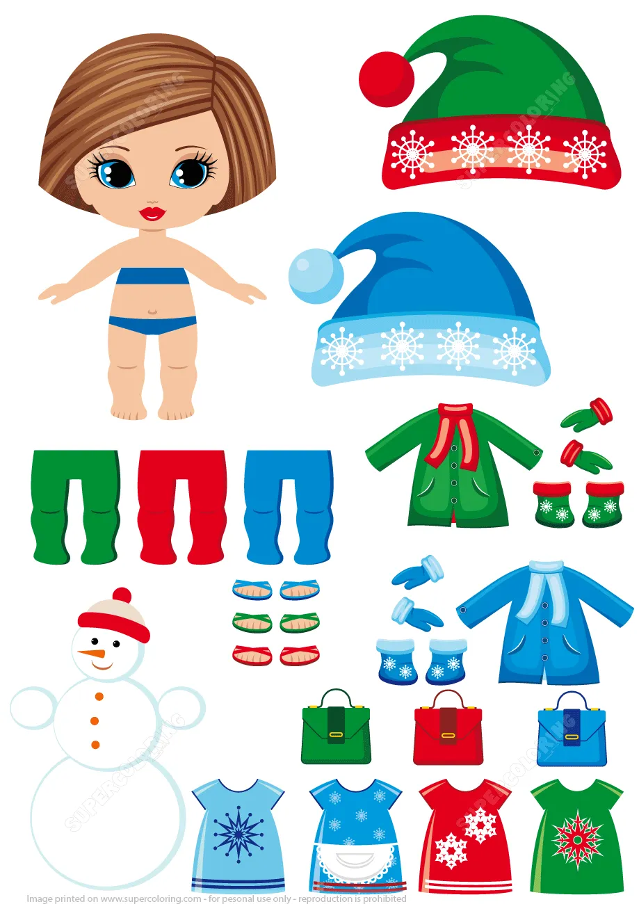 Muñeca de Papel con Juego de Ropa de invierno | Manualidades de papel para niños Muñeca de Papel con Juego de Ropa de invierno | Manualidades de papel para niños