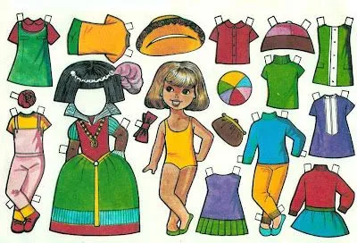 MUÑECA DE PAPEL RECORTABLE CON VESTIDOS Y ACCESORIOS : RECORTABLES ...