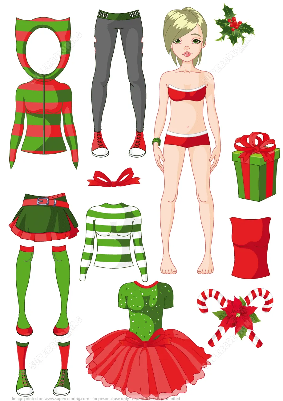 Muñeca de Papel con Ropa para Fiesta de Navidad | Manualidades de papel para niños Muñeca de Papel con Ropa para Fiesta de Navidad | Manualidades de papel para niños