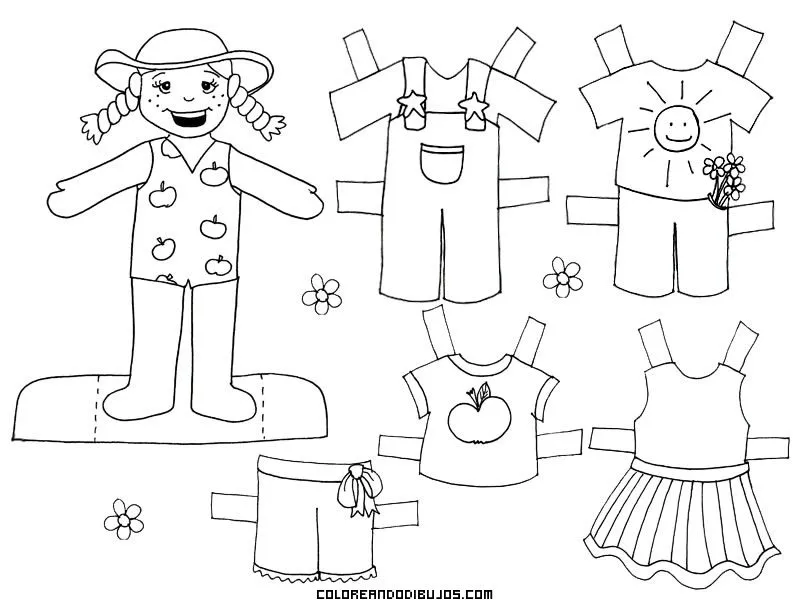 Chica granjera para colorear y recortar