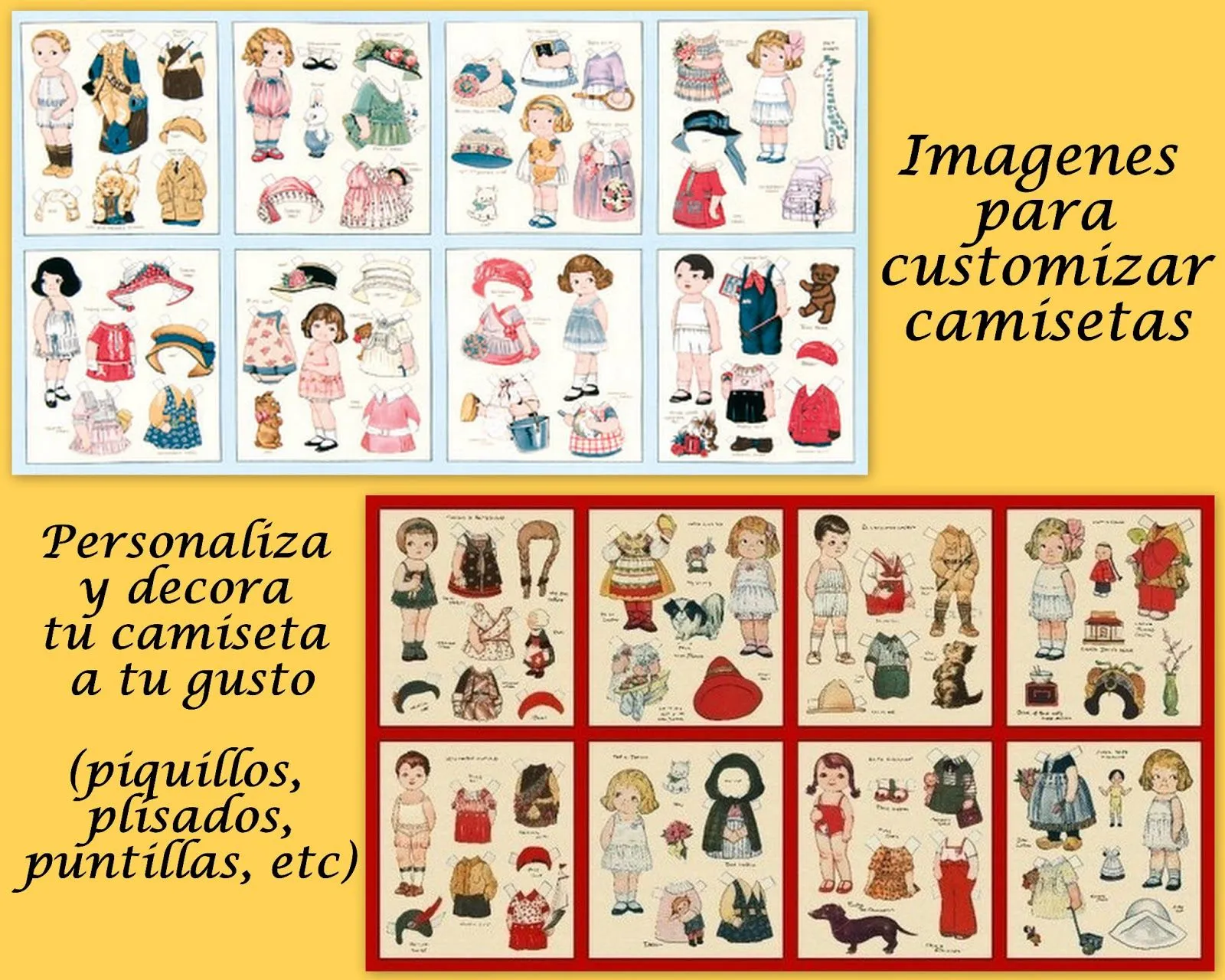 Muñecas recortables para customizar camisetas Muñecas recortables para customizar camisetas