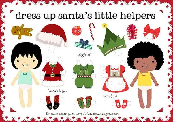 Muñecas recortables de Navidad