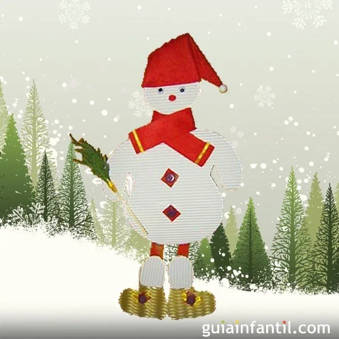 Muñeco de nieve de cartón para decorar en Navidad Muñeco de nieve de cartón para decorar en Navidad
