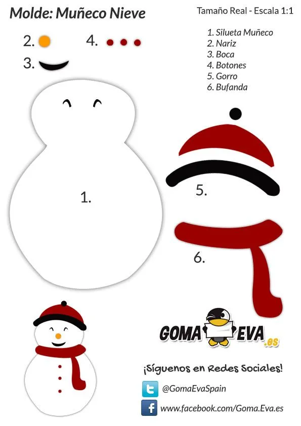Muñeco de Nieve de Goma Eva | Printable halloween decorations, Christmas  diy, Felt christmas decorations