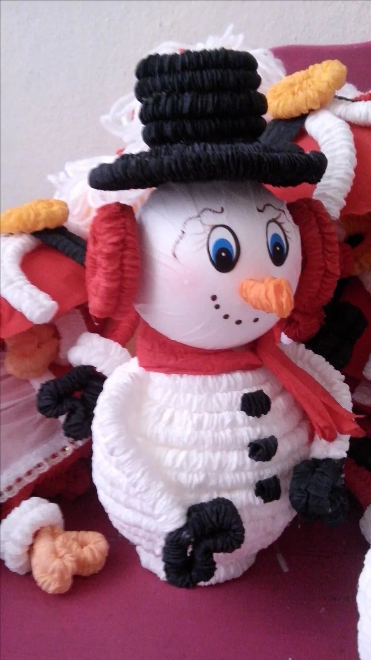 muñeco de nieve de papel crepé. Ariadna Cruz. | Muneco de nieve, Manualidades, Manualidades creativas muñeco de nieve de papel crepé. Ariadna Cruz. | Muneco de nieve, Manualidades, Manualidades creativas