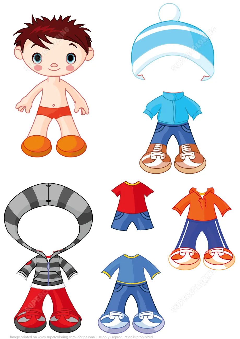 Muñeco de Papel de Niño Pequeño con Juego de Ropa | Manualidades de papel para niños Muñeco de Papel de Niño Pequeño con Juego de Ropa | Manualidades de papel para niños