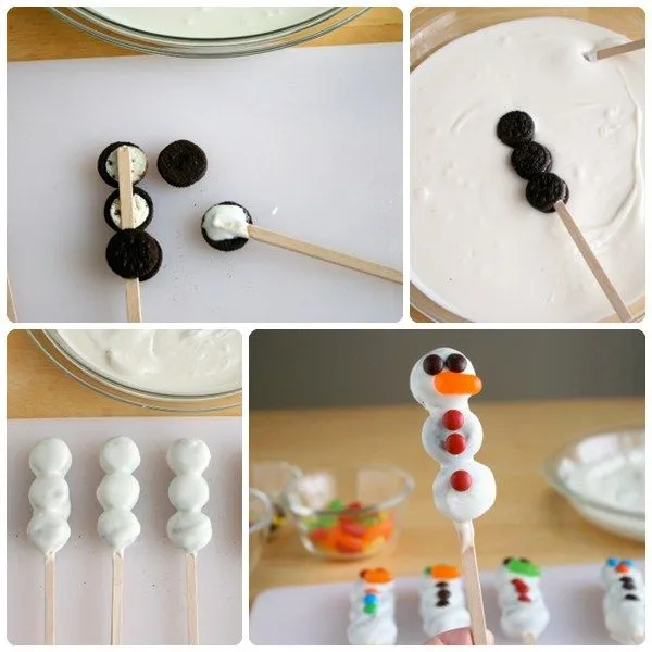 Muñecos de nieve en piruleta