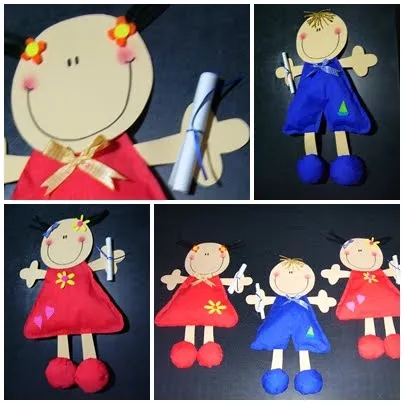Muñecos de papel crepe, niños egresados de jardin | RECREAR ...