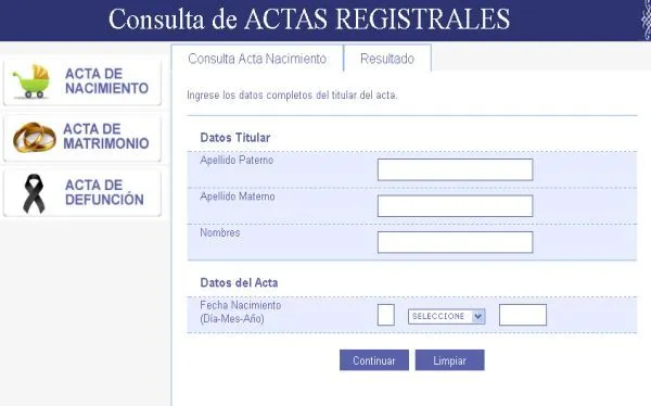 Municipio de Lima permite consultar actas registrales por Internet ... Municipio de Lima permite consultar actas registrales por Internet ...