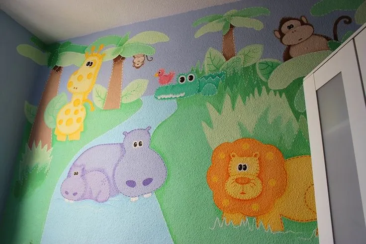 Mural infantil Animalitos de la selva | Habitació infantil | Pinterest Mural infantil Animalitos de la selva | Habitació infantil | Pinterest