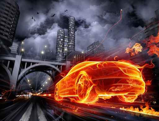 Murales Fuego y Llamas Coche en llamas