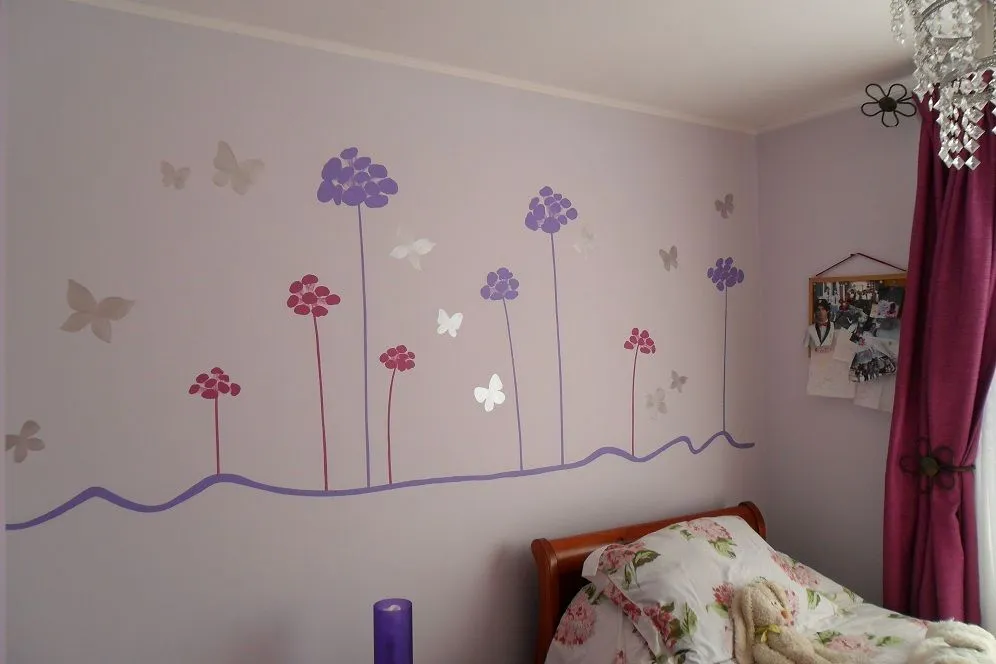 Murales Infantiles: Mural juvenil flores y mariposas Murales Infantiles: Mural juvenil flores y mariposas