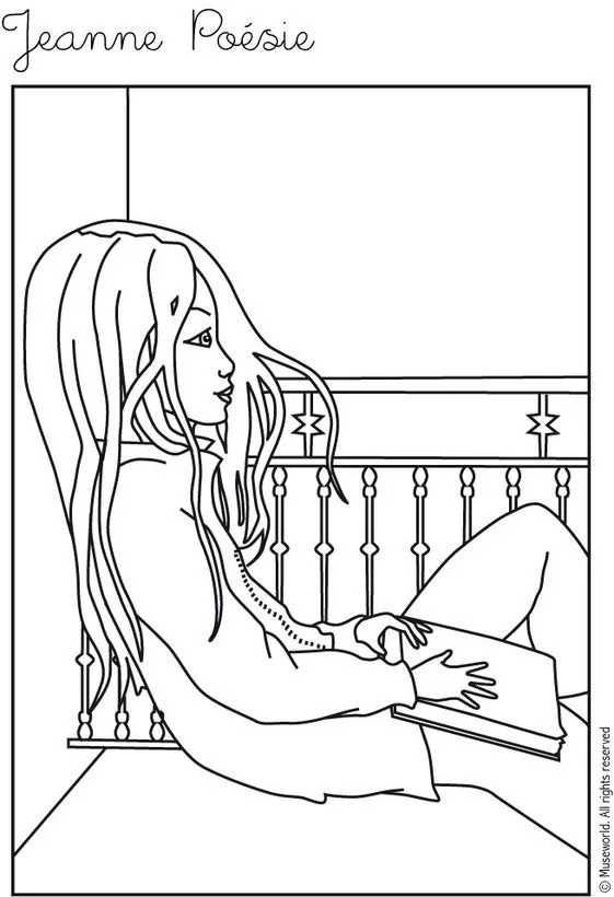 Dibujo para colorear JEANNE POESIE LEYENDO - Dibujos para colorear ... Dibujo para colorear JEANNE POESIE LEYENDO - Dibujos para colorear ...