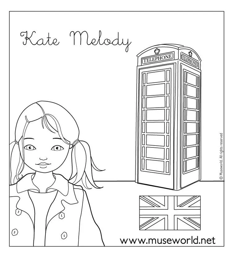 MUSEWORLD para colorear, Kate Melody, la británica para imprimir MUSEWORLD para colorear, Kate Melody, la británica para imprimir