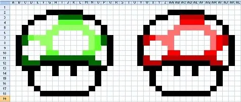 Mushroom. #mariobros #pixelart #msexcel -- reference: http://www ... Mushroom. #mariobros #pixelart #msexcel -- reference: http://www ...