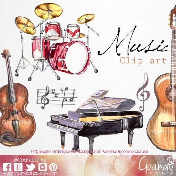 Musica art clips pintadas a mano 6 imagenes png con por CpandoShop
