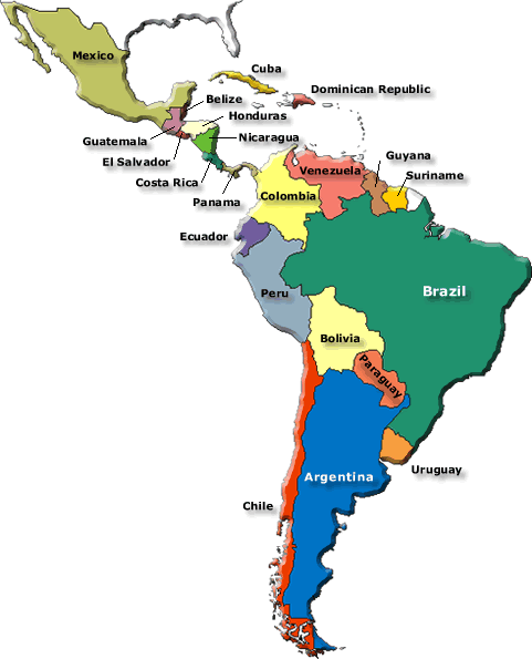 LA MUSICA: MAPA GEOGRAFICO DE LATINOAMERICA