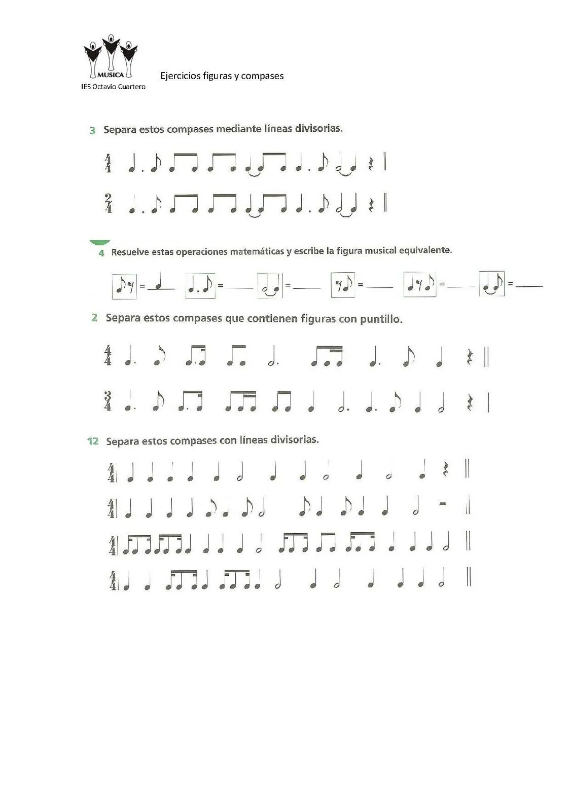 música octavio cuartero: Ejercicios tema 1. Lenguaje musical, 2ª parte música octavio cuartero: Ejercicios tema 1. Lenguaje musical, 2ª parte