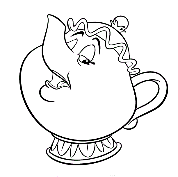 Dibujo de la tetera de la bella y la bestia - Imagui