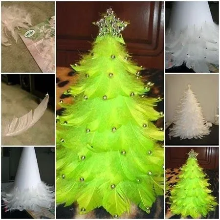 MuyVariado.com: Arbol de Navidad con Plumas, Manualidades Faciles ...