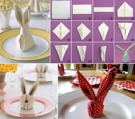 MuyVariado.com: Como doblar Servilletas, Estilo Conejo, Paso a Paso MuyVariado.com: Como doblar Servilletas, Estilo Conejo, Paso a Paso