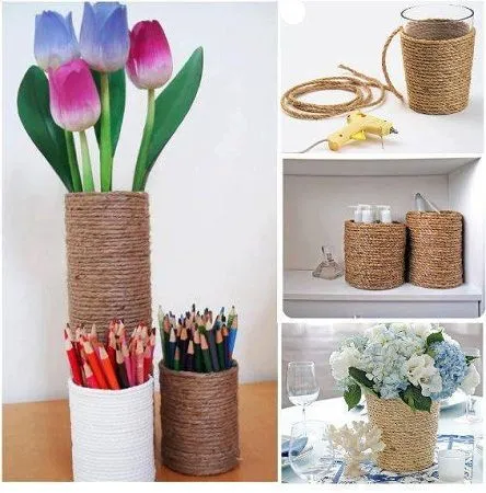 MuyVariado.com: Como Hacer Floreros con Vasos y Cuerda, Ideas ... MuyVariado.com: Como Hacer Floreros con Vasos y Cuerda, Ideas ...