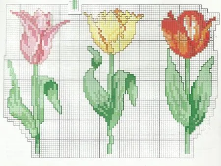 MuyVariado.com: Punto Cruz, Diseño Tulipanes, Técnicas de Bordado ... MuyVariado.com: Punto Cruz, Diseño Tulipanes, Técnicas de Bordado ...