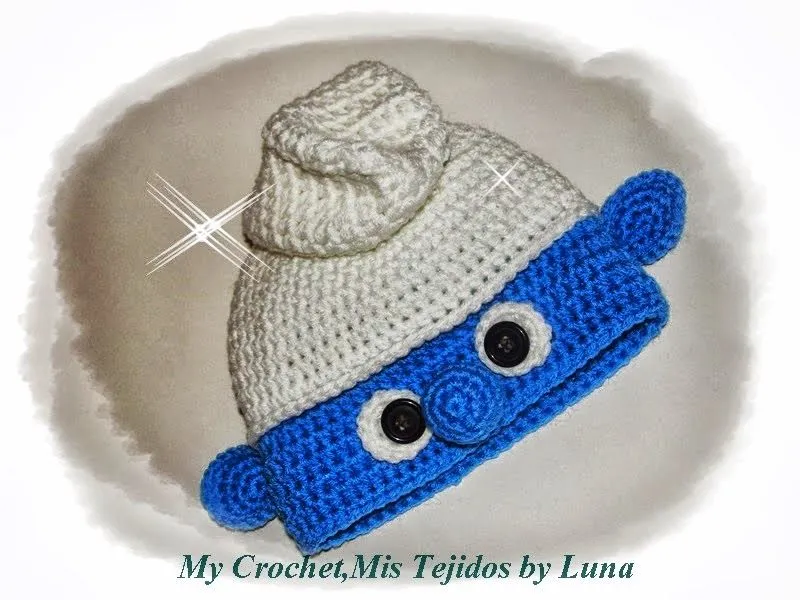 My Crochet , Mis Tejidos by Luna: Patron de el Gorro Pitufo :) My Crochet , Mis Tejidos by Luna: Patron de el Gorro Pitufo :)