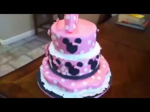 My first Minnie Mouse fondant cake - YouTube My first Minnie Mouse fondant cake - YouTube