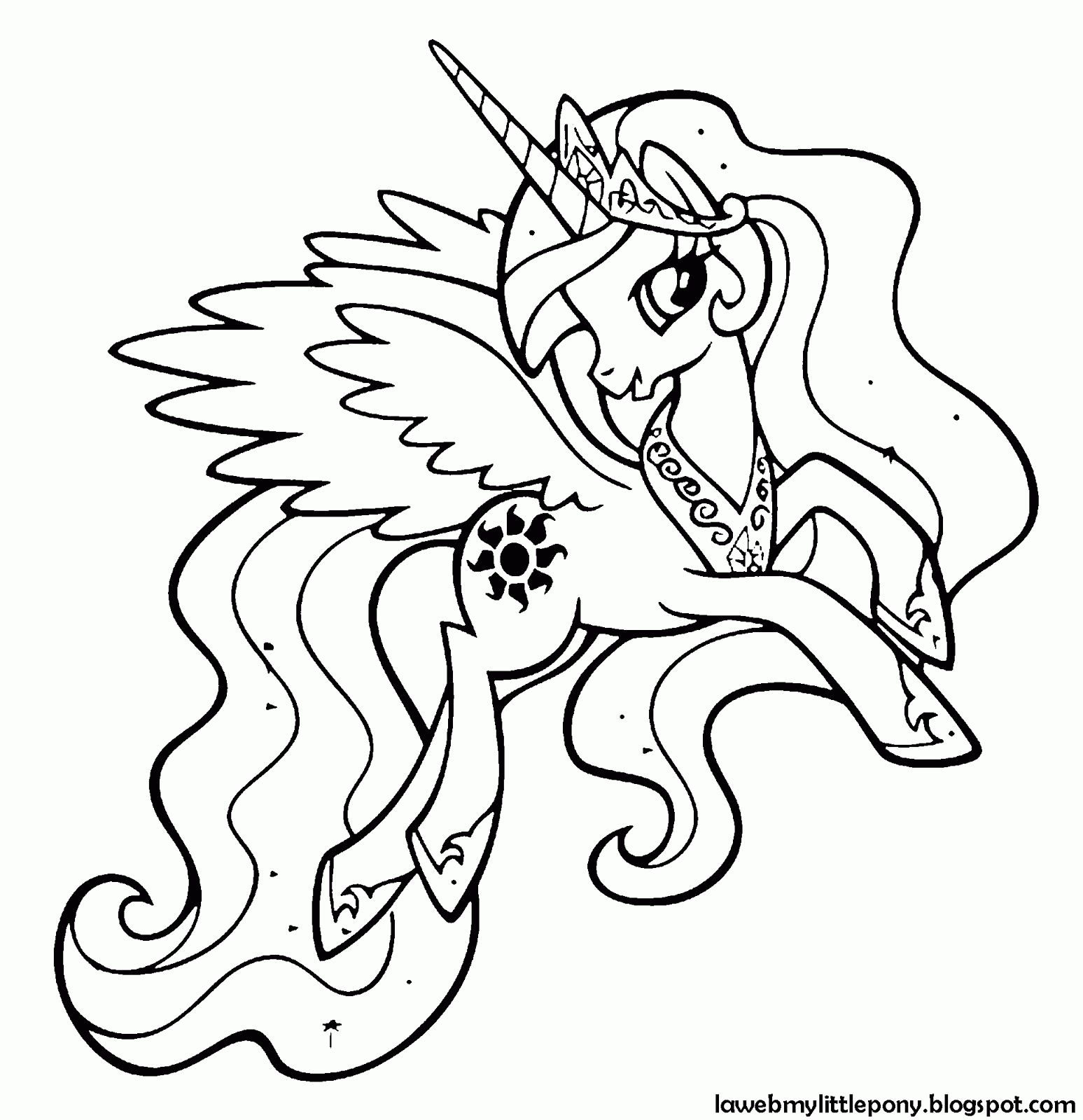 My Little Pony: Dibujos para colorear de la Princesa Celestia de ...