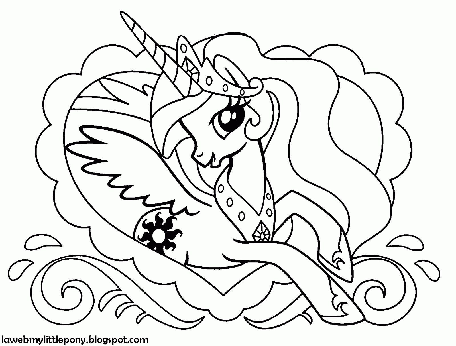 My Little Pony: Dibujos para colorear de la Princesa Celestia de ...