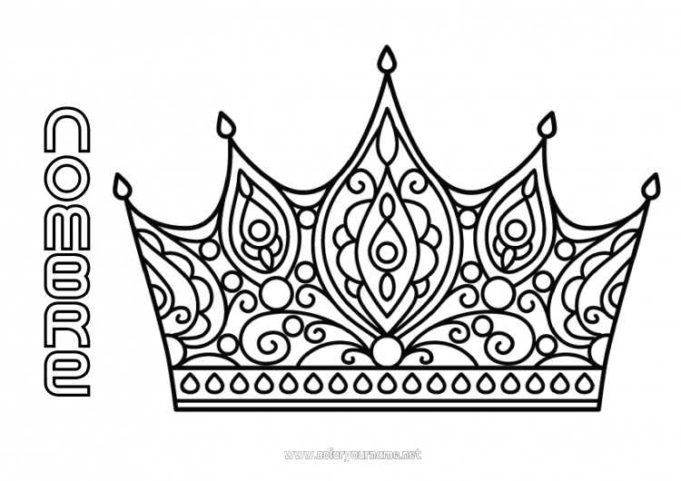 Nº de colorear 1169 - Princesa Corona Martes de Carnaval Nº de colorear 1169 - Princesa Corona Martes de Carnaval