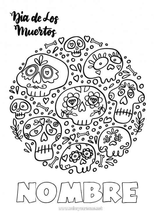 Nº de colorear 240 - Calavera Día de los Muertos Nº de colorear 240 - Calavera Día de los Muertos
