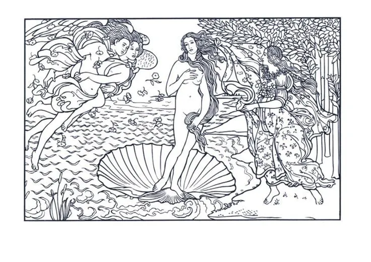 El nacimiento de Venus. Botticelli | Para colorear e ilustrar ... El nacimiento de Venus. Botticelli | Para colorear e ilustrar ...