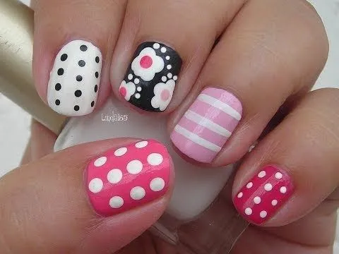 Nail Art - Girly Mix n Match - Facebook Challenge - Decoracion de ...