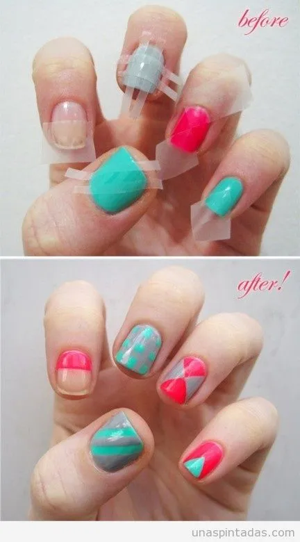 Nail Art: Uñas con cinta | Artist In Wonderland. Nail Art: Uñas con cinta | Artist In Wonderland.