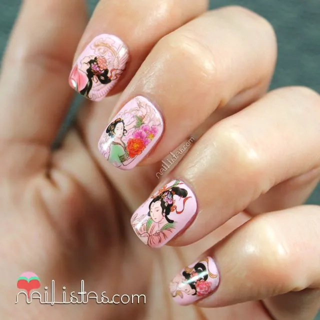 Nailistas: Uñas decoradas estilo oriental con calcomanías | water ... Nailistas: Uñas decoradas estilo oriental con calcomanías | water ...