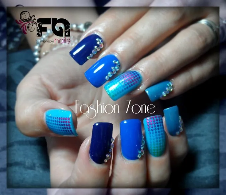 Nails. Azul profundo !!! Diseño hecho en Fashion Zone Monterrey ...