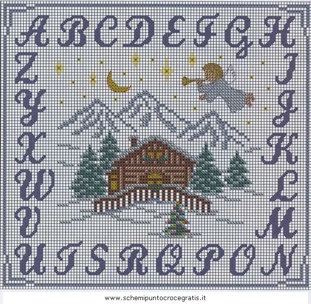 natale_alfabeti_60 schema da ricamare a puntocroce