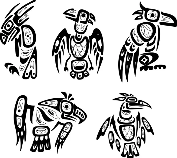Nativos indios shoshone tribales dibujos. Águilas — Vector stock ... Nativos indios shoshone tribales dibujos. Águilas — Vector stock ...