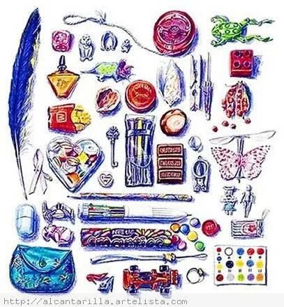 Naturaleza muerta - Un colección aleatoria de objetos pequeños ... Naturaleza muerta - Un colección aleatoria de objetos pequeños ...