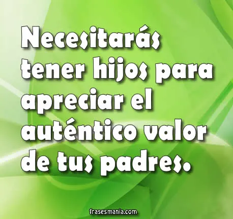 Necesitarás tener hijos para apreciar el .... Frases. Necesitarás tener hijos para apreciar el .... Frases.