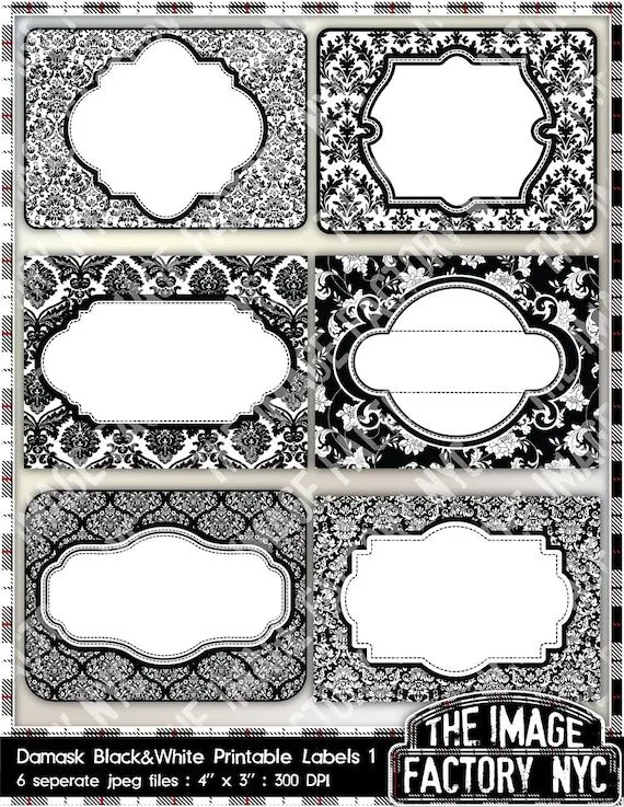 Negro y blanco Damasco para imprimir por TheImageFactoryNYC en Etsy