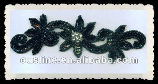 Negro nuevo diseño rhinestone de la flor de los cequis del ...